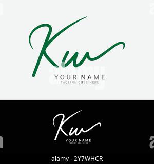 K, W, KW Initial letter logo. Alphabet KW Handwritten Signature logo Stock Vector