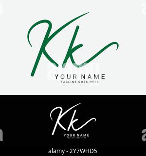 K, KK Initial letter logo. Alphabet KK Handwritten Signature logo Stock Vector