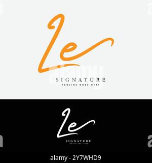 L, E, LE Initial letter logo. Alphabet LE Handwritten Signature logo Stock Vector
