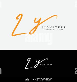 L, Y, LY Initial letter logo. Alphabet LY Handwritten Signature logo Stock Vector