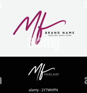 M, F, MF Initial letter logo. Alphabet MF Handwritten Signature logo Stock Vector
