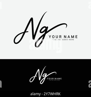 N, G, NG Initial letter logo. Alphabet NG Handwritten Signature logo Stock Vector
