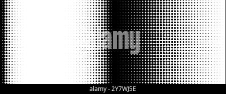 Halftone pattern transition from white to black, showcasing circular dots, creating a dynamic visual effect in modern graphic design. Vector illustration Stock Vector