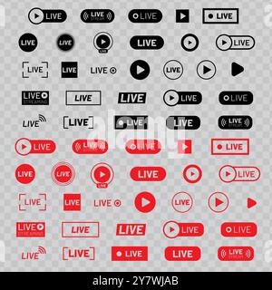 Live streaming or online broadcast symbol collection Stock Vector