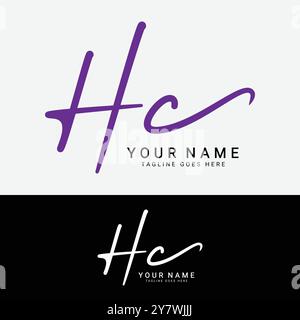 H, C, HC Initial letter logo. Alphabet HC Handwritten Signature logo Stock Vector