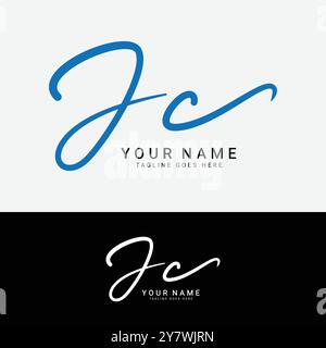 J, C, JC Initial letter logo. Alphabet JC Handwritten Signature logo Stock Vector