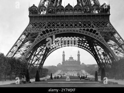 Place De La Concorde seen from under the base of the Eiffel Tower , Paris , France . 1928 Stock Photo