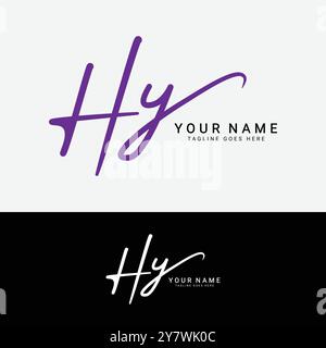H, Y, HY Initial letter logo. Alphabet HY Handwritten Signature logo Stock Vector
