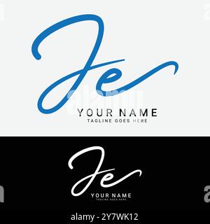 J, E, JE Initial letter logo. Alphabet JE Handwritten Signature logo Stock Vector