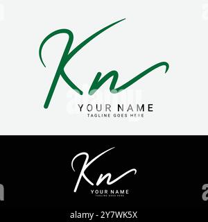 K, N, KN Initial letter logo. Alphabet KN Handwritten Signature logo Stock Vector