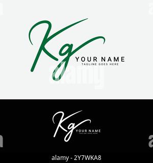 K, G, KG Initial letter logo. Alphabet KG Handwritten Signature logo Stock Vector