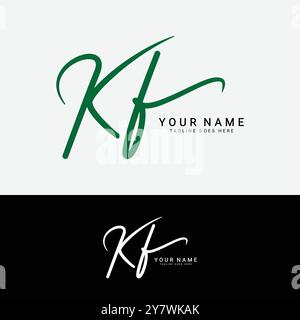 K, F, KF Initial letter logo. Alphabet KF Handwritten Signature logo Stock Vector