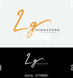L, G, LG Initial letter logo. Alphabet LG Handwritten Signature logo Stock Vector
