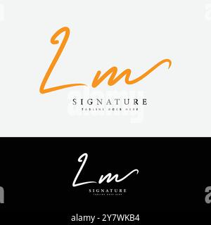 L, M, LM Initial letter logo. Alphabet LM Handwritten Signature logo Stock Vector