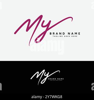 M, Y, MY Initial letter logo. Alphabet MY Handwritten Signature logo Stock Vector