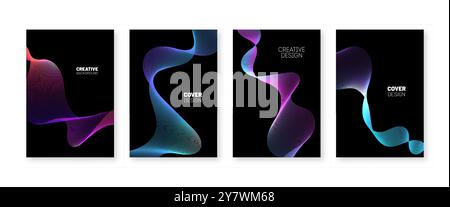 Futuristic abstract cover design template. fluid line posters Stock Vector