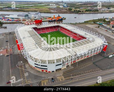 Aerial General View of the Riverside Stadium, Middlesbrough, England, United Kingdom on 29 September 2024 Credit: Every Second Media/Alamy Live News Stock Photo