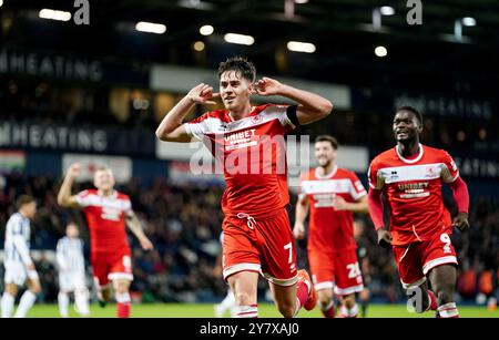 Middlesbrough's Hayden Hackney scores their side's first goal of the ...