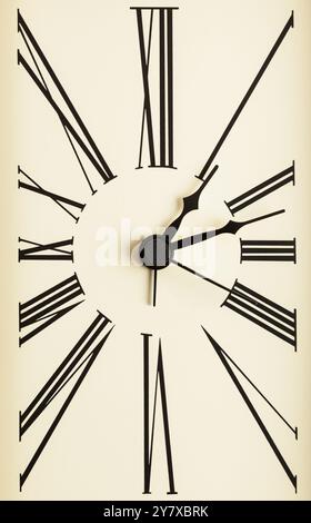 Old Clock Face with Hands and Numerals. Stock Photo