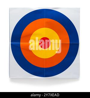 Hanging Paper Target Cut Out on White. Stock Photo