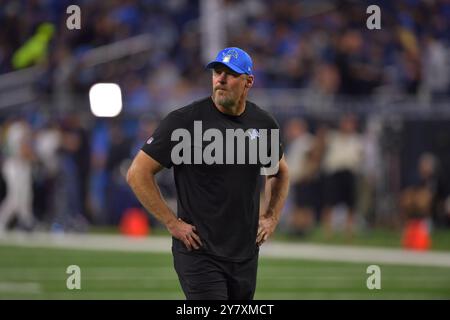 DETROIT, MI - SEPTEMBER 30: Detroit Lions head coach Dan Campbell before the game between Seattle Seahawks and Detroit Lions on September 30, 2024 at Ford Field in Detroit, MI (Photo by Allan Dranberg/CSM) Stock Photo