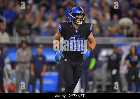 DETROIT, MI - SEPTEMBER 30: Detroit Lions LB Jack Campbell (46) during the game between Seattle Seahawks and Detroit Lions on September 30, 2024 at Ford Field in Detroit, MI (Photo by Allan Dranberg/CSM) Stock Photo