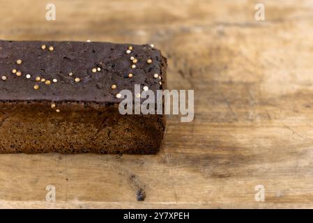 Close-up of a freshly baked loaf of rye bread. This is a wheat free rye bread made in a sourdough bread style. Stock Photo