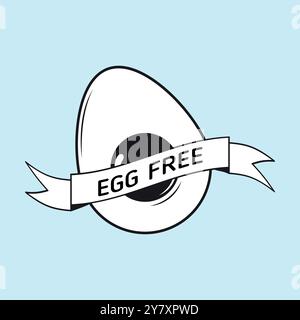 Egg Free Food concept. Label With Silhouettes of a Chicken Egg and egg free words. Good for allergy costumers. Vector signs for product packaging Stock Vector