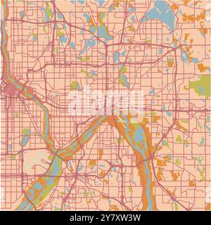 Background Saint Paul map, Minnesota, green city poster. Vector map ...