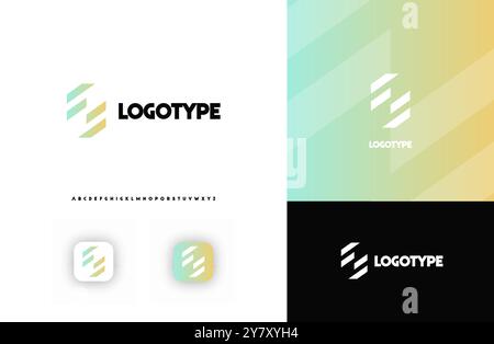 Bold diagonal stripes creating geometric shapes letter S logo for technology, finance, banking, cryptocurrency, corporate branding, architecture Stock Vector