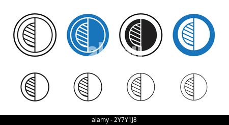 Contrast icon Black line art vector in black and white outline set collection sign Stock Vector