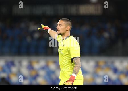 Naples, Italy. 29th Sep, 2024. Elia Caprile during soccer match between SSC Napoli vs AC Monza at Diego Armando Maradona Stadium in Napoli. SSC Napoli wins 2-0 in Naples, Italy, on September 29, 2024. (Photo by Salvatore Esposito/Pacific Press/Sipa USA) Credit: Sipa USA/Alamy Live News Stock Photo