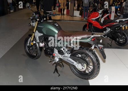 ISTANBUL, TURKIYE - APRIL 29, 2023: SALCANO  Rocktar DY125-38 motorcycle on display at Motobike Istanbul 2024 in Istanbul Expo Center (IFM). Stock Photo