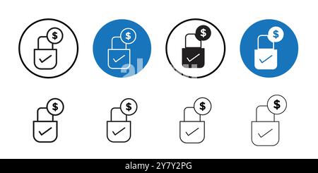 Fixed price icon Black line art vector in black and white outline set collection sign Stock Vector