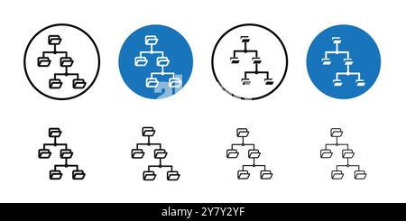 Folder tree icon Black line art vector in black and white outline set collection sign Stock Vector