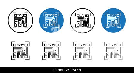 Qr code icon (2) Black line art vector in black and white outline set collection sign Stock Vector