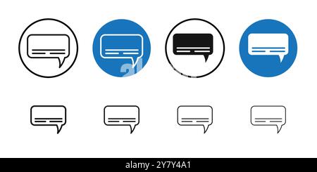 Subtitles icon Black line art vector in black and white outline set collection sign Stock Vector
