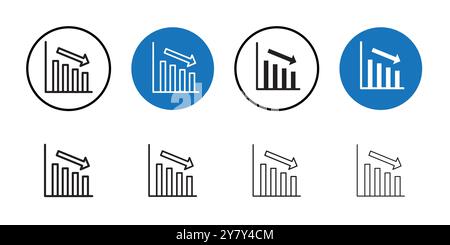 Reduction chart icon Black line art vector in black and white outline set collection sign Stock Vector
