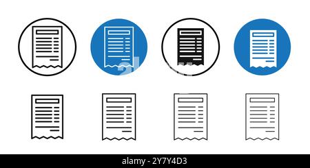 Receipt icon Black line art vector in black and white outline set ...