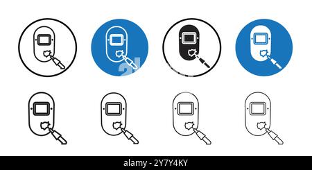 Welding icon Black line art vector in black and white outline set collection sign Stock Vector