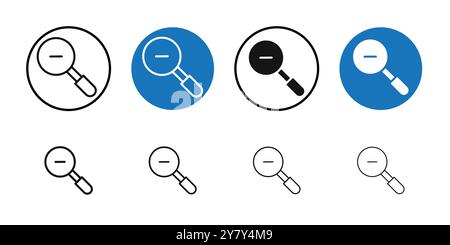 Zoom out icon Black line art vector in black and white outline set collection sign Stock Vector
