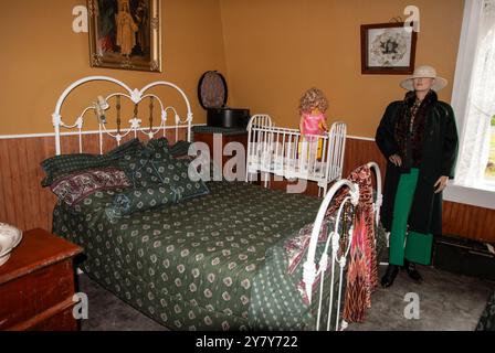 Bedroom inside railway museum in Avondale, Newfoundland & Labrador, Canada Stock Photo