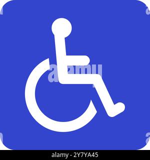 Disabled sign icon with person in a wheelchair on blue background vector Stock Vector