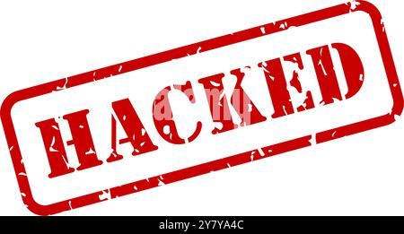 Hacked red rubber stamp vector with texture isolated Stock Vector