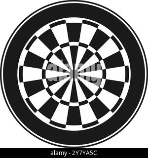 Dartboard icon for a game of darts in black and white vector Stock Vector