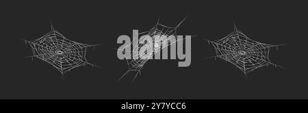 Spooky spiderweb patterns realistic icons vector set Stock Vector
