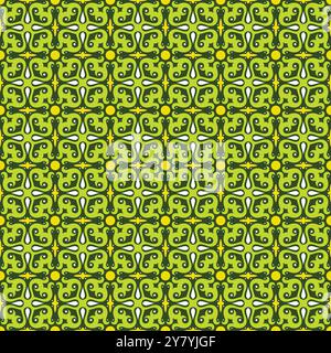 talavera pattern vector with green and yellow color Stock Vector
