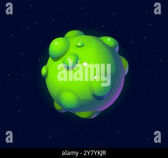 Green alien planet surface with toxic neon substance in cracks, stones ...