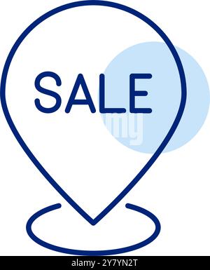 Map pointer with property for sale or store location. Pixel perfect, editable stroke vector icon Stock Vector