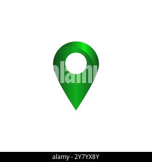 3D location icon vector. green color shiny location point or pin mark for navigation address isolated on white background Stock Vector
